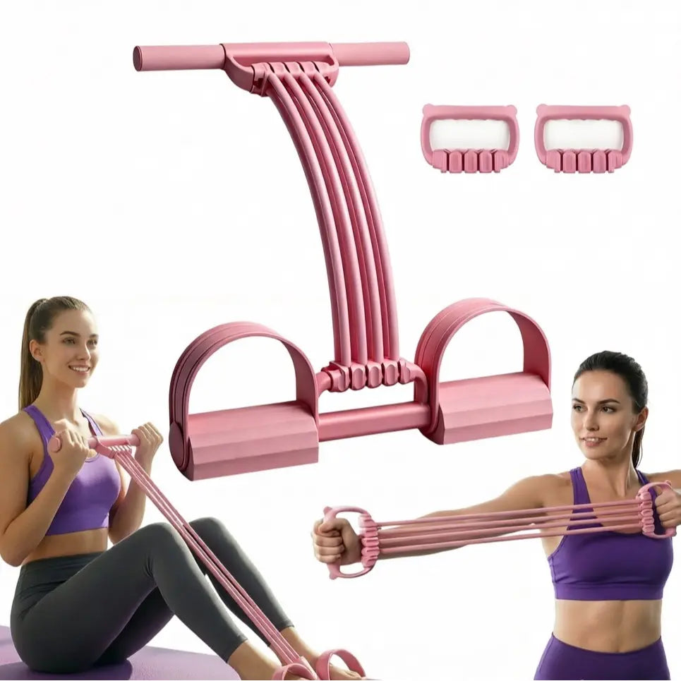 3 in 1 Multifunction Pedal Resistance Band,8 Tube Pedal Resistance Device,Adjustable Pedal Resistance Band with Handle,Natural Latex Sit-Up Trainer, Full-Body Fitness Equipment
