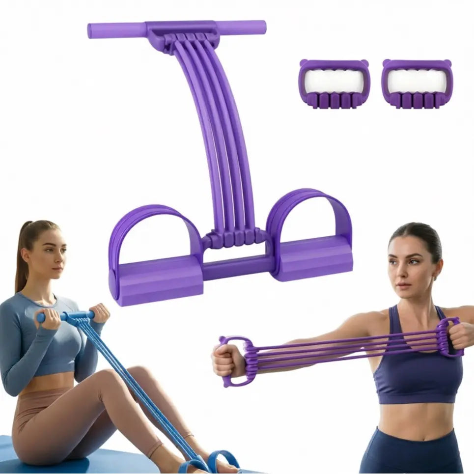 3 in 1 Multifunction Pedal Resistance Band,8 Tube Pedal Resistance Device,Adjustable Pedal Resistance Band with Handle,Natural Latex Sit-Up Trainer, Full-Body Fitness Equipment
