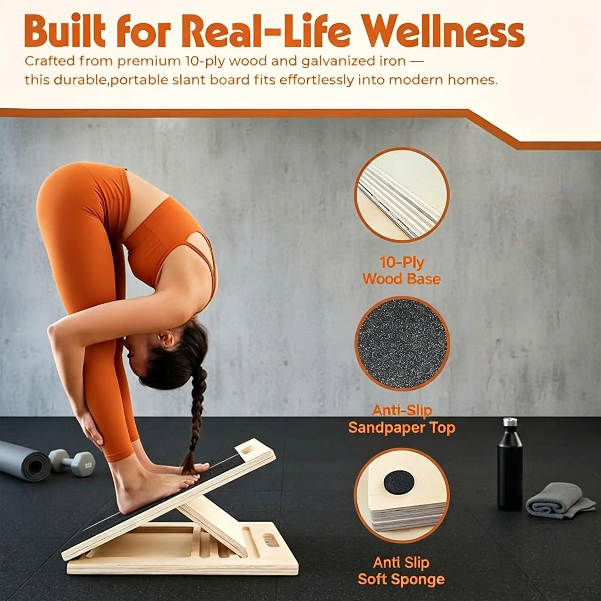 Father'S Day Gift Adjustable Non-Slip Wooden Slant Board for Calf Stretching | Physical Therapy Equipment for Plantar Fasciitis Relief
