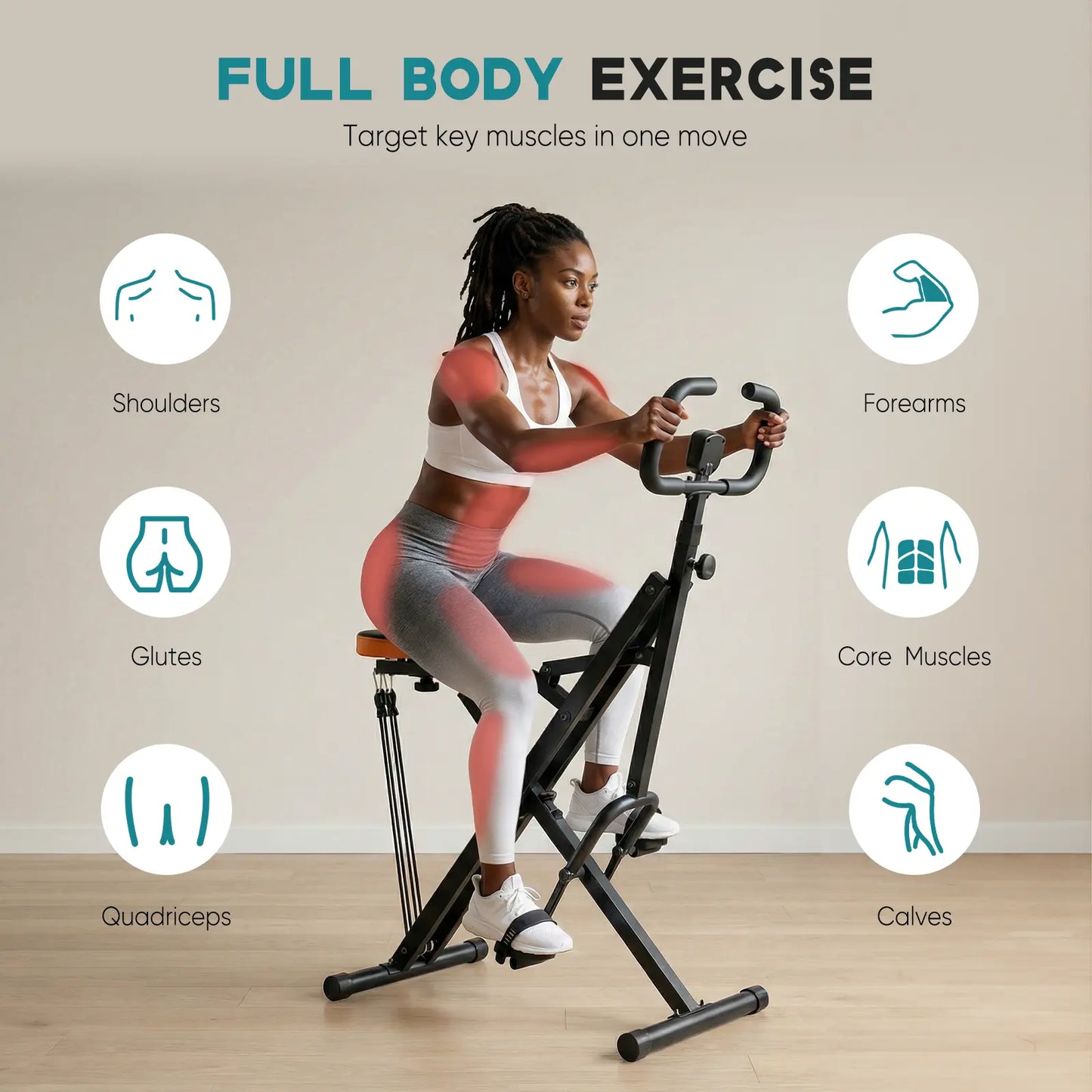 Row Ride Glute & Leg Trainer with LCD Display Foldable Squat Assist Machine – Adjustable Resistance for Home Full Body Workout – Compact Exercise Equipment