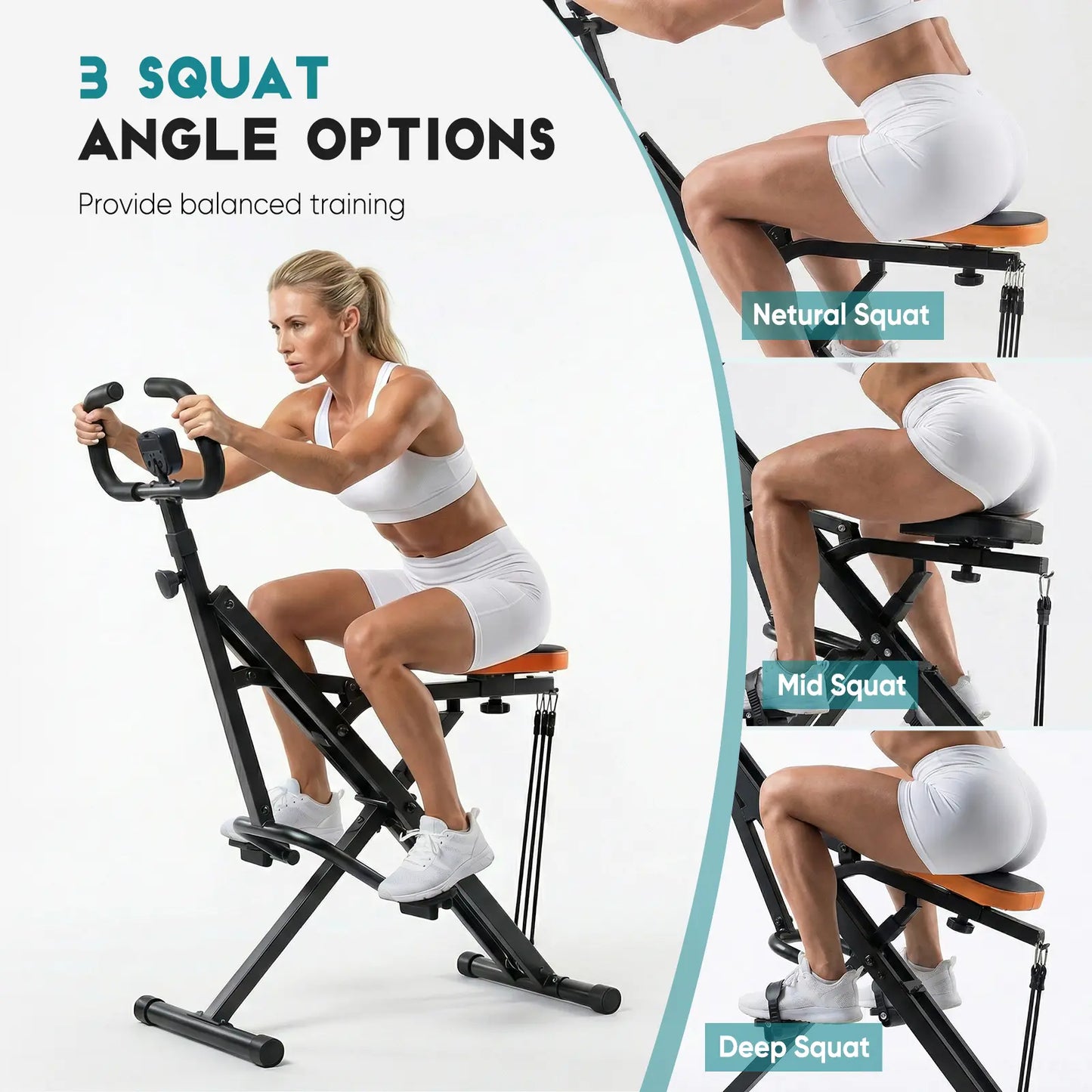 Row Ride Glute & Leg Trainer with LCD Display Foldable Squat Assist Machine – Adjustable Resistance for Home Full Body Workout – Compact Exercise Equipment