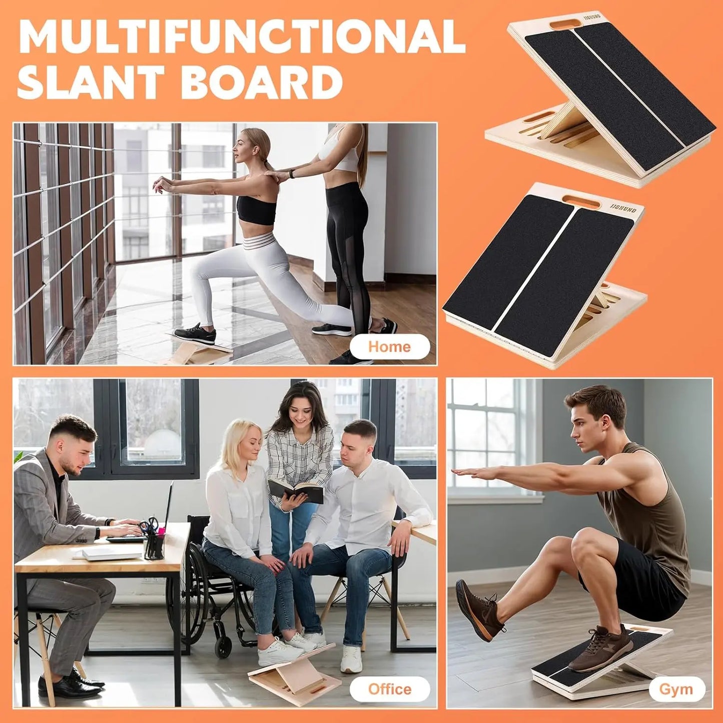 Father'S Day Gift Adjustable Non-Slip Wooden Slant Board for Calf Stretching | Physical Therapy Equipment for Plantar Fasciitis Relief